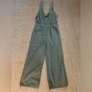LoveRiche Women’s Small Olive Green Corduroy Jumpsuit Jumper One Piece Wide Leg
